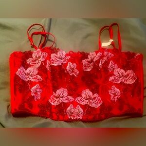Elegant Red Floral Lace Bralette VICTORIA SECRET